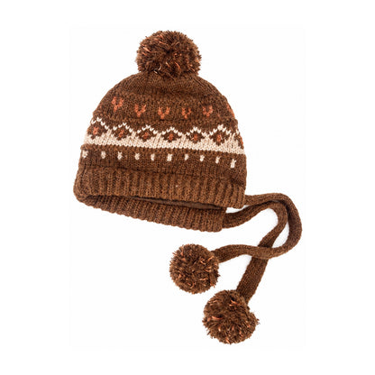 Harbottle women's Fair Isle bobble hat – Brown