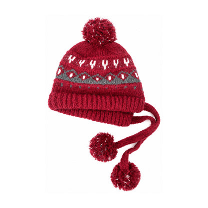 Harbottle women's Fair Isle bobble hat – Red