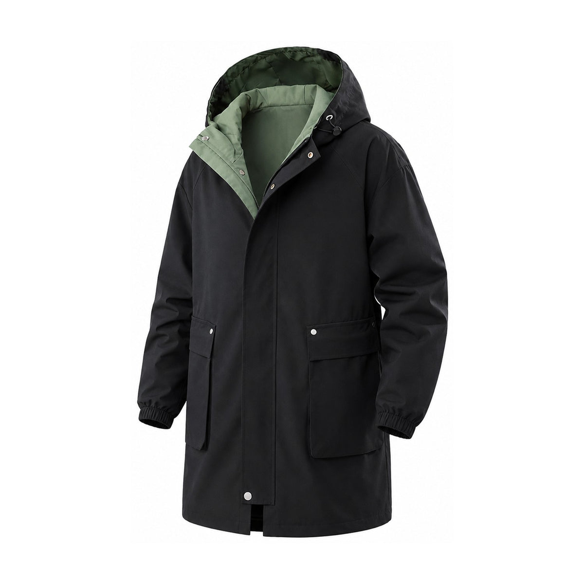 Lowther men's longline hooded jacket in Black, standard lining, front view