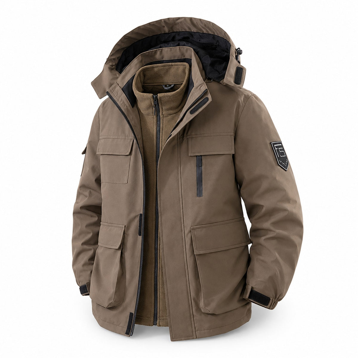 Tamar men's brown 3-in-1 utility jacket front view