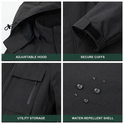 Tamar jacket hood cuffs pockets and water-repellent shell details