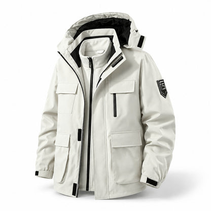 Tamar men's ivory 3-in-1 utility jacket front view