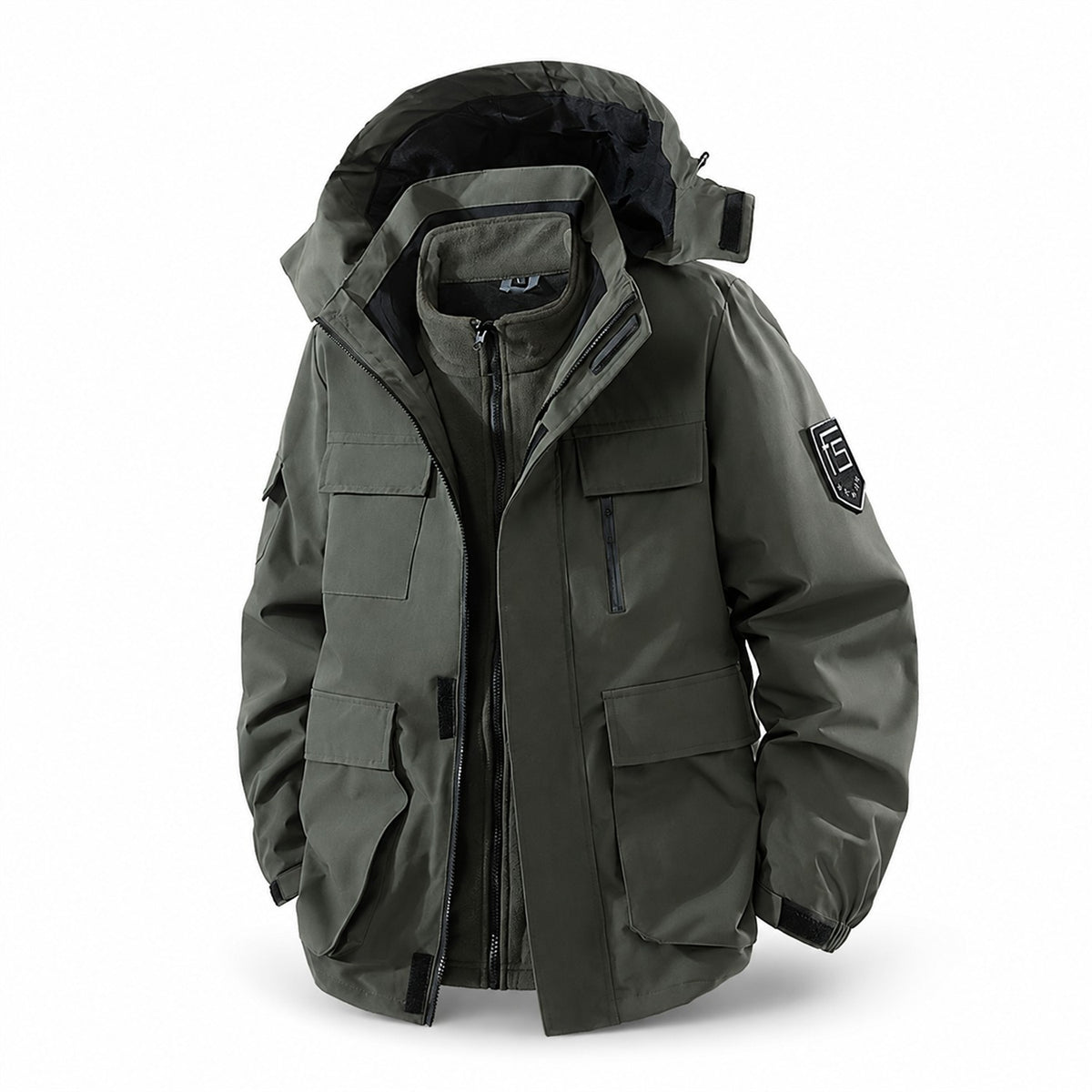Tamar men's sage green 3-in-1 utility jacket front view